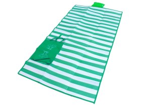 AG366A Mata plażowa z poduszką zielona