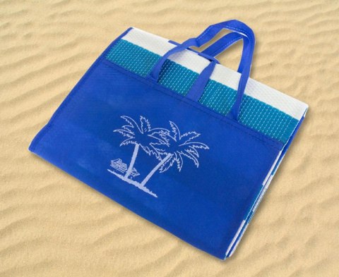 AG366B Mata plażowa z poduszką czerwona