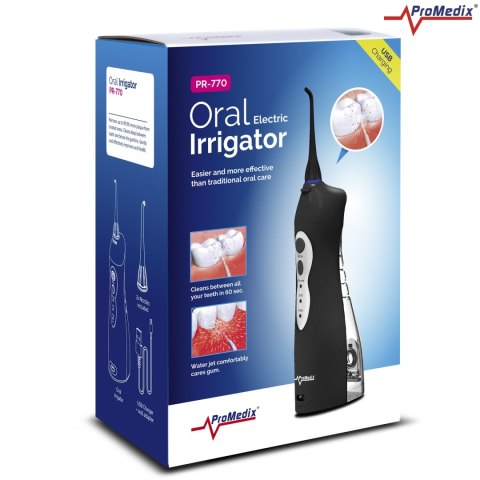 Irygator bezprzewodowy Promedix, dentystyczny, stomatologiczny do zębów, zapasowe końcówki , kolor czarny, PR-770 B