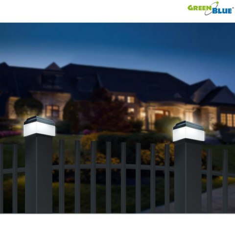 Lampa solarna LED na słupek GreenBlue, 60x60mm, daszek kopertowy, GB126