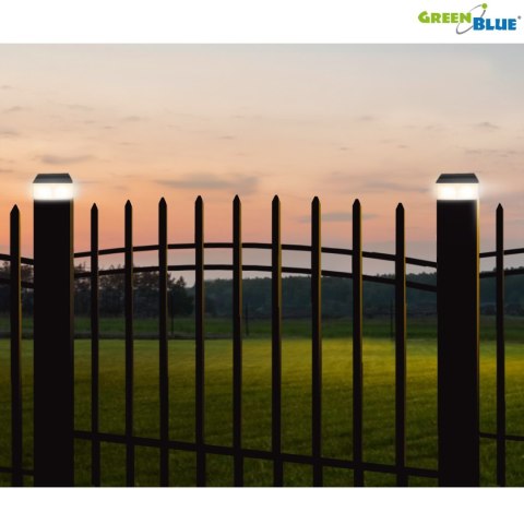 Lampa solarna LED na słupek GreenBlue, 60x60mm, daszek kopertowy, GB126