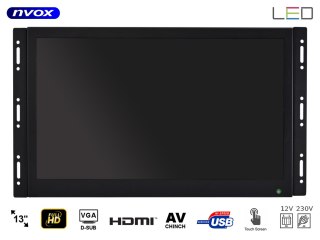 Monitor dotykowy ips open frame led 13cali full hd vga hdmi usb av 12v 230v