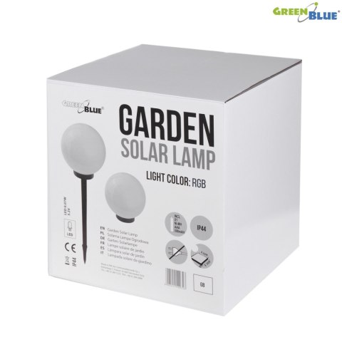 Solarna lampa GreenBlue, wolnostojąca, ogrodowa, kula 25x25x58cm, RGB LED, GB165