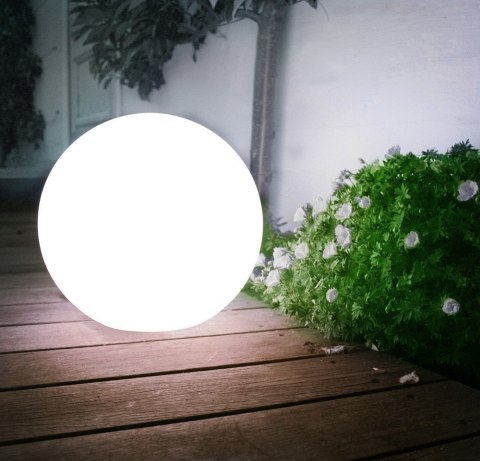 Solarna lampa wolnostojąca ogrodowa GreenBlue, kula 15x15x48cm, bialy LED, GB121