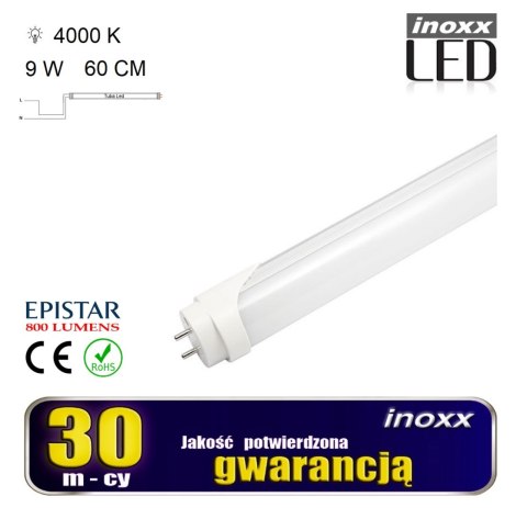 Świetlówka led 60cm 9w t8 4000k g13 jednostronna neutralna
