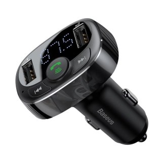 Transmiter fm do samochodu baseus 2x usb, bluetooth - czarny