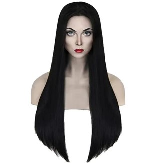 BQ3E Peruka włosy 80cm czarne cosplay