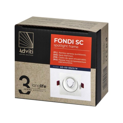 FONDI SC ramka dekoracyjna oprawy punktowej, MR16/GU10 max. 50W, kwadrat, stała, aluminiowa, biała