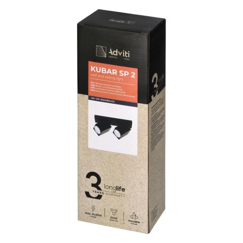 KUBAR SP 2, oprawa ścienno-sufitowa, 2xGU10, IP20, czarna