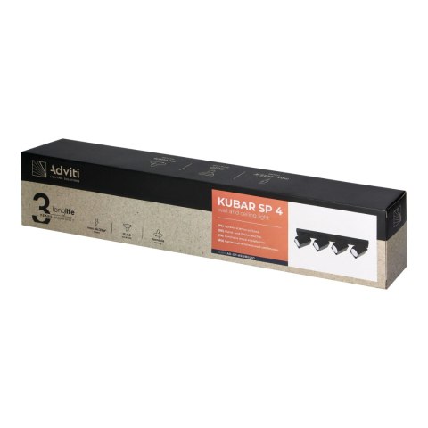 KUBAR SP 4, oprawa ścienno-sufitowa, 4xGU10, IP20, czarna