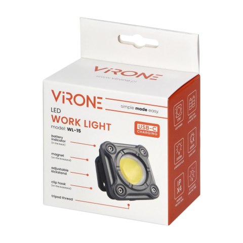 Lampa warsztatowa LED COB 15W, 1000lm, 2000 mAh