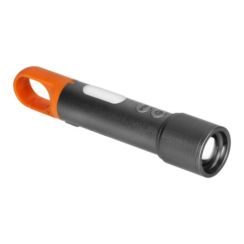 Latarka LED SMD 10W + COB 2W, 350lm, 1200 mAh, funkcja zoom, kolorowe nakładki