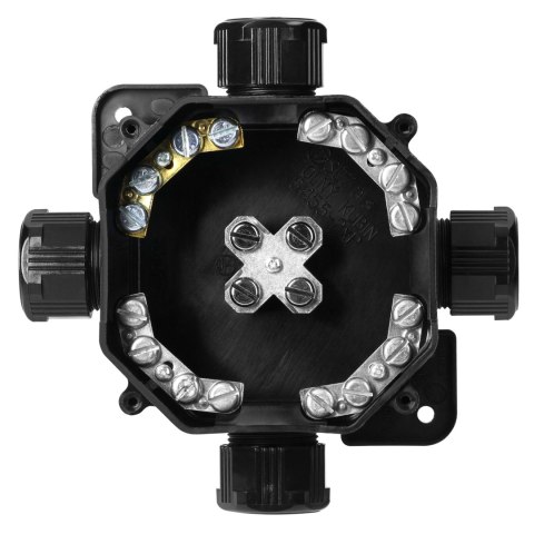 Puszka hermetyczna IP67, 4 dławnice, 144x144mm, czarna
