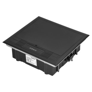 Puszka podłogowa na gniazda modułowe 6 x 45x45mm lub 12 x 22,5x45mm, pokrywa: plastik, czarna