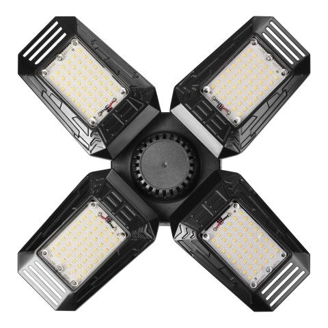SYRIUSZ LED Składana lampa warsztatowa 4-skrzydłowa, E27, 72W, 4000K, 6480lm