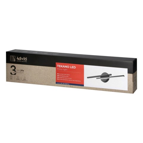 TEKANO LED 14W, lampa nad lustro, 1540lm, 4000K, IP44, dł. 55 cm, aluminium, czarna