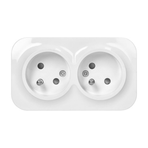 ToDo Gniazdo podwójne 2x2P+Z, 16A/230VAC, IP20, Białe 10 sztuk