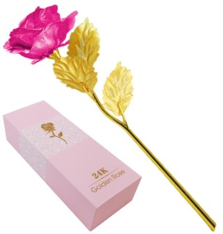 AG774B Złota róża prezent pink