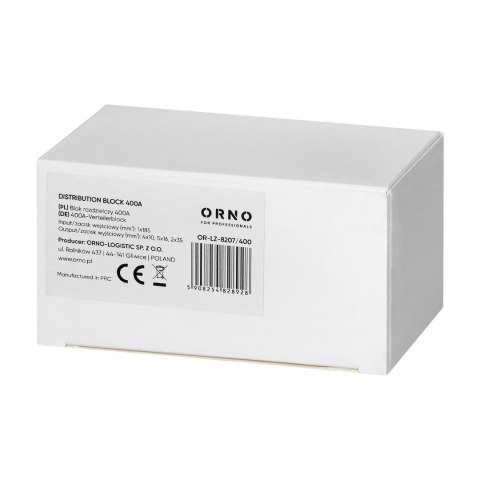 Blok rozdzielczy 400A, zacisk wejściowy 1x185mm?, zaciski wyjściowe 4x10 i 5x16 i 2x35mm?,wygodne mocowanie na szynie DIN