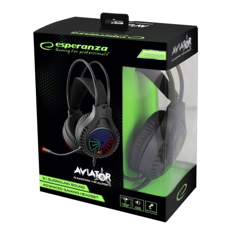 EGH5000 Esperanza słuchawki z mikrofonem gaming 5.1 aviator