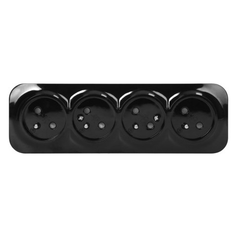 Gniazdo poczwórne ToDo 2P+Z IP20, 16A, 230V AC, czarny, 8 sztuk