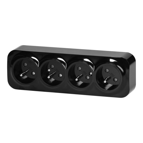 Gniazdo poczwórne ToDo 2P+Z IP20, 16A, 230V AC, czarny, 8 sztuk