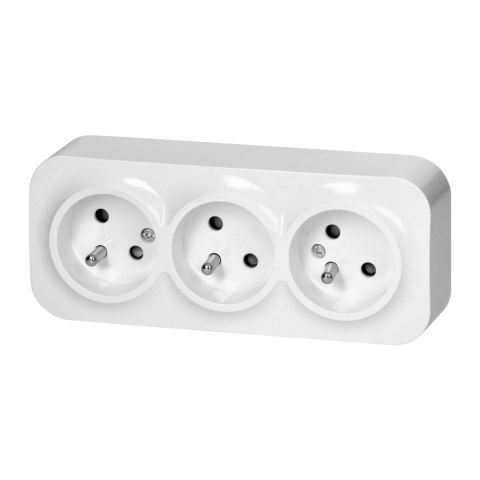 Gniazdo potrójne ToDo 2P+Z IP20, 16A, 230V AC, biały, 10 sztuk