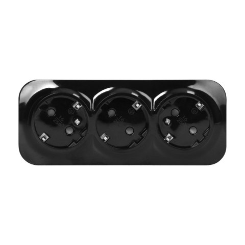 Gniazdo potrójne ToDo 2P+Z Schuko IP20, 16A, 230V AC, czarny, 10 sztuk