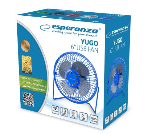 EA149B Esperanza wentylator 6" usb yugo niebieski
