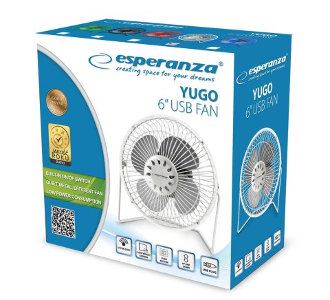 EA149W Esperanza wentylator 6" usb yugo biały