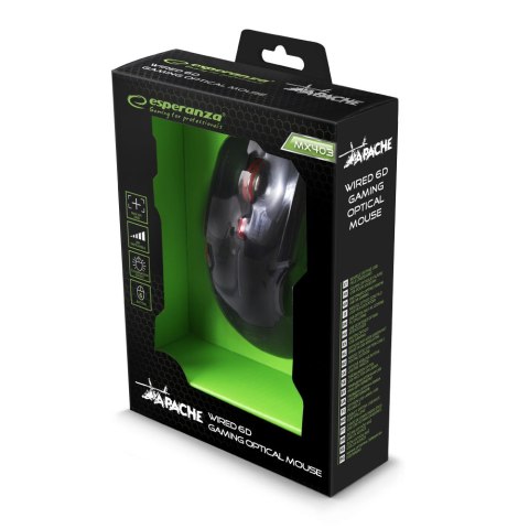EGM403R Esperanza mysz przewod. gaming led 6d opt. usb apache czerwona
