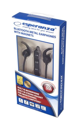 EH186K Esperanza słuchawki douszne bluetooth metalowe czarne