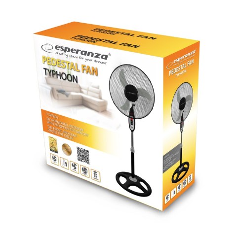 EHF002KE Esperanza wentylator 16'' stojący typhoon czarno-szary