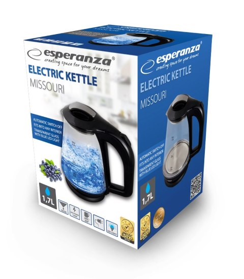 EKK024K Esperanza czajnik elektryczny szklany missouri 1.7 l czarny