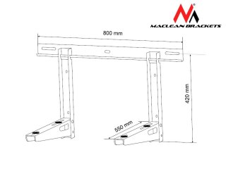 Uchwyt wspornik klimatyzatora / pompy ciepła Maclean, długość ramienia 550mm, stal galwanizowana, do 200kg, MC-623