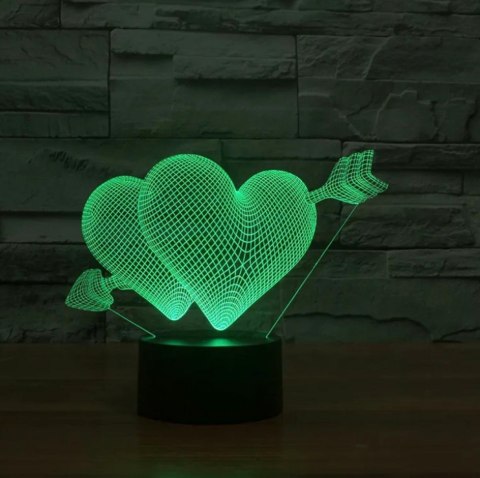 ZD98E Lampka nocna serce 3d led