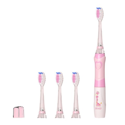 Szczoteczka soniczna dla dzieci SEAGO, kolor różowy, 1xAAA 1,5V (brak w zestawie), 3 końcówki, SG-977 Pink