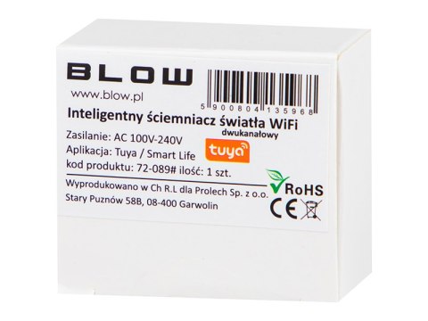 72-089# Inteligentny ściemniacz światła włącznik dwukanałowy wifi tuya`