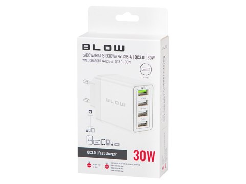 76-026# Ładowarka sieciowa gniazdo usbx3 + usb qc 30w