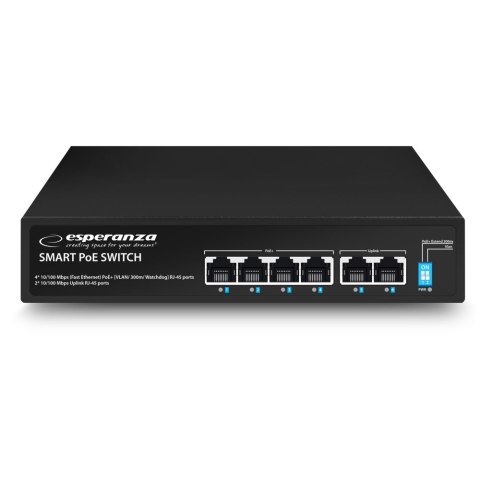 ENS105 Esperanza switch 6-portowy poe 10/100 60w spinner