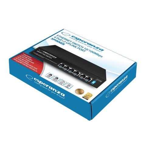 ENS105 Esperanza switch 6-portowy poe 10/100 60w spinner