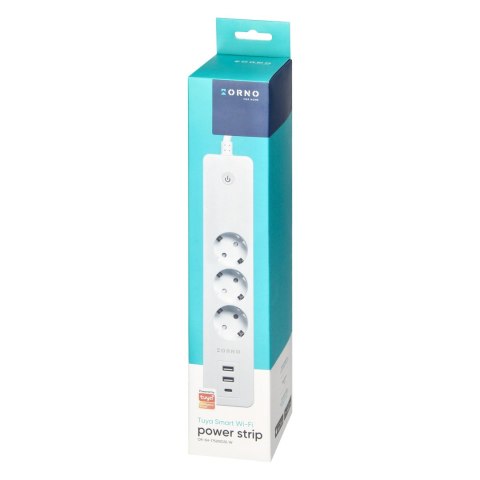 Przedłużacz z 3 gniazdami Schuko z uziemieniem i wyłącznikiem 2xUSB, Tuya Smart Wi-Fi, biały