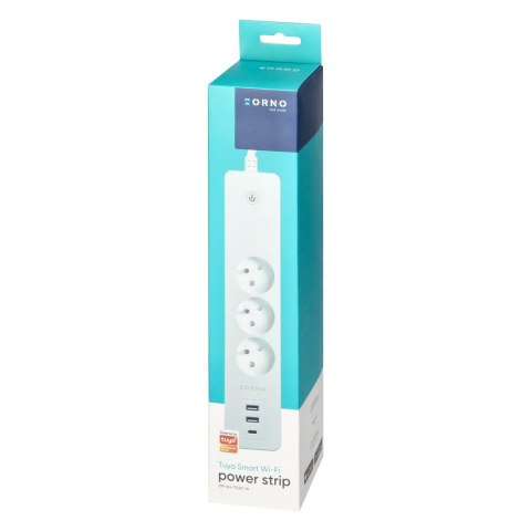 Przedłużacz z 3 gniazdami z uziemieniem i wyłącznikiem 2xUSB, Tuya Smart Wi-Fi, biały