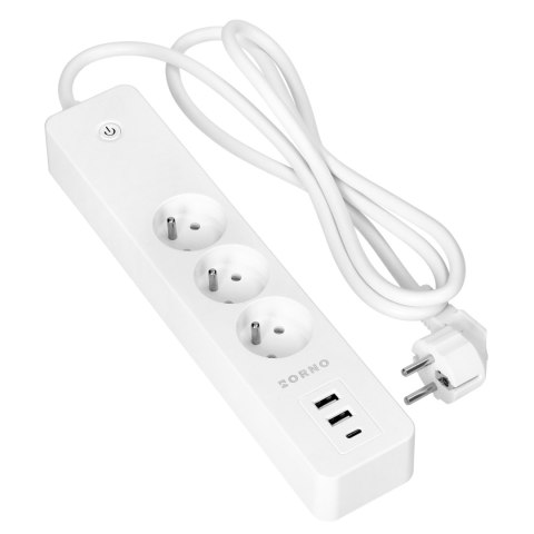 Przedłużacz z 3 gniazdami z uziemieniem i wyłącznikiem 2xUSB, Tuya Smart Wi-Fi, biały