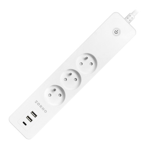 Przedłużacz z 3 gniazdami z uziemieniem i wyłącznikiem 2xUSB, Tuya Smart Wi-Fi, biały