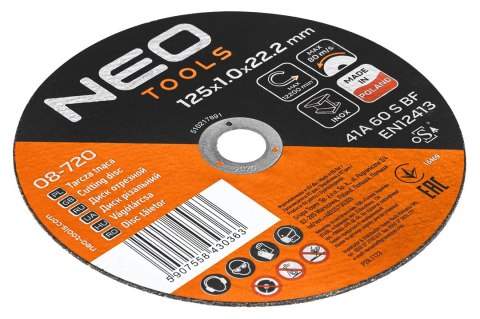 Tarcze tnące do metalu/INOX 125 x 1.0 x 22,2mm, 41 A60-S-BF, 100 szt. wiaderko. Wyprodukowano w PL