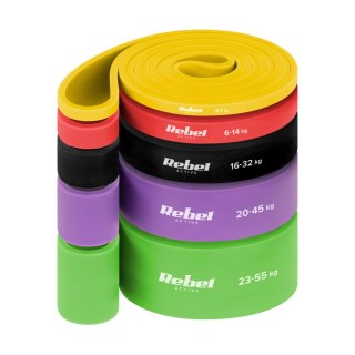 Zestaw gum do ćwiczeń TPE - Power Band PTs-1, 4-55 kg, 5 gum TPE, REBEL ACTIVE