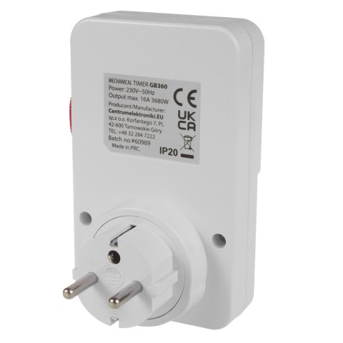 Włącznik czasowy - timer mechaniczny GreenBlue, 48 programów, max. obciążenie 16A, IP20, GB360 E
