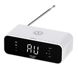 AD 1192 white Radiobudzik z bezprzewodową ładowarką i fm
