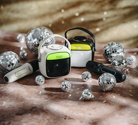 AD 1199 white Głośnik do karaoke z mikrofonem - sd/usb/aux/bluetooth